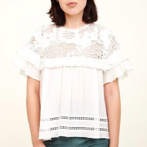 Sea NY Figgy Embroidered Eyelet White Blouse Size 4